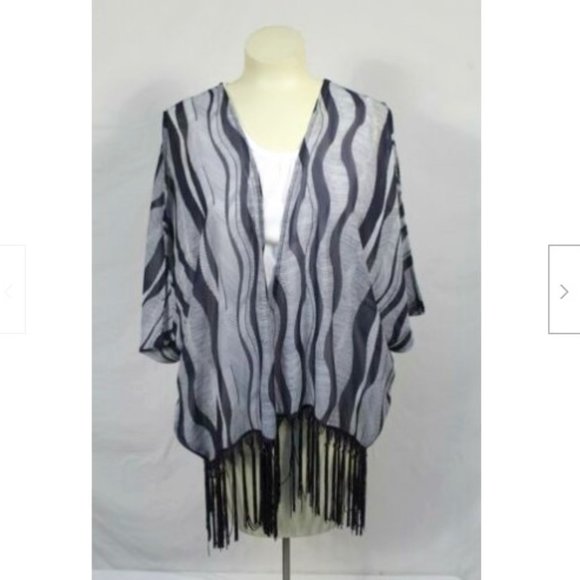 one urban day Tops - One Urban Day Navy Blue Boho Fringe Kimono Vest XL
